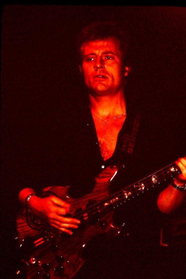 Jones performing with the band in Mannheim, West Germany in 1980 on their last tour