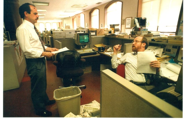 "Chronicle Insider" columnists Phil Matier and Andrew Ross in the newsroom