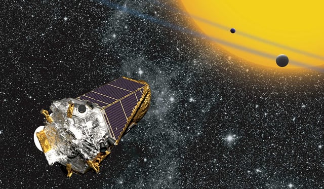 Artist's impression of the Kepler telescope in space.