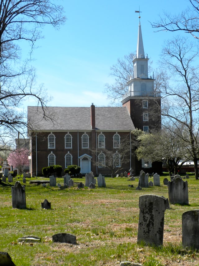 Trinity Church in Swedesboro, New Jersey. Originally serving a Church of Sweden congregation, it became an Episcopal church in 1786, when this building was completed.