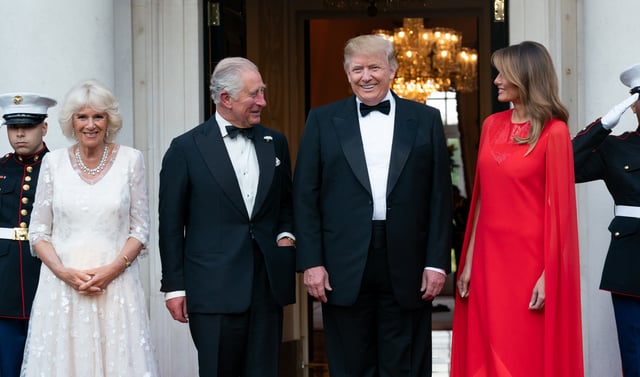 Prince Charles and Camilla with President Donald Trump and his wife Melania at Winfield House in London, 4 June 2019