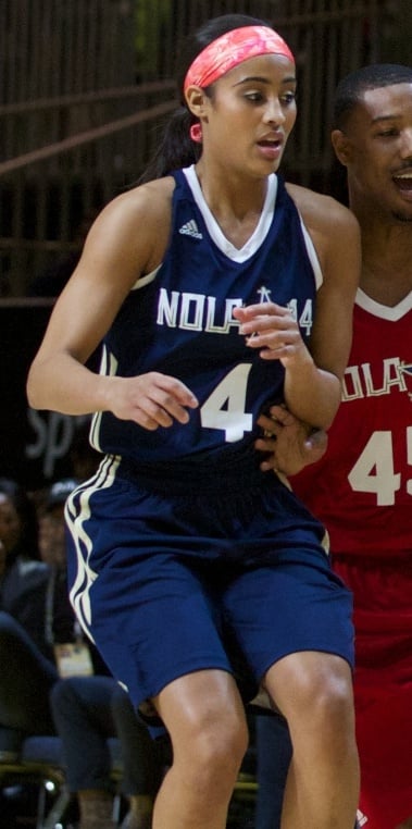 Diggins-Smith playing in the 2014 NBA All-Star Celebrity game