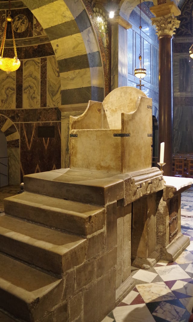 Throne of Charlemagne in the Palatine Chapel in Aachen