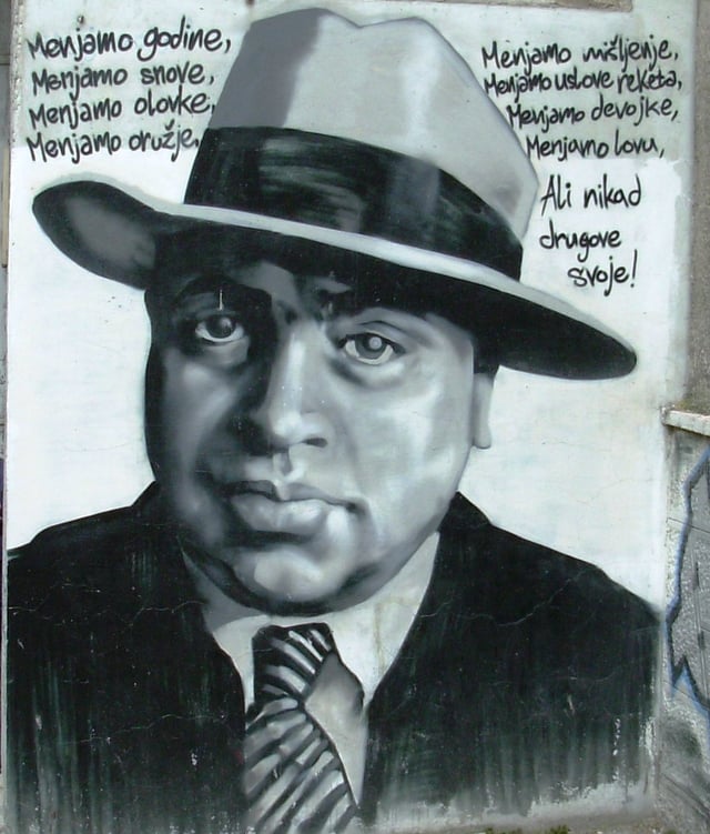 Sketch of Al Capone made by Partizan fans in Belgrade, Serbia.
