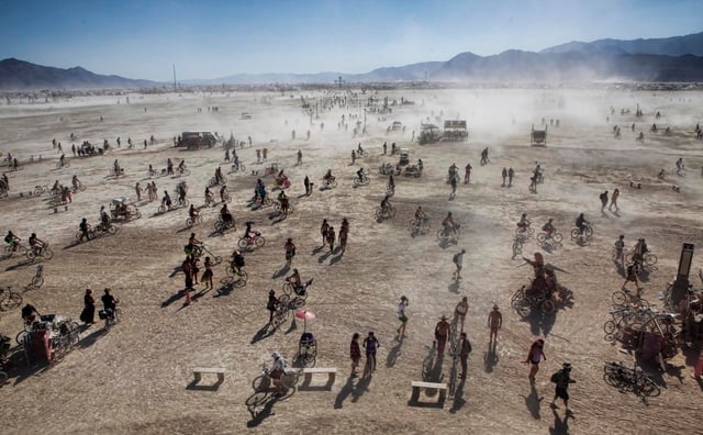 Cyclists at Burning Man (2010)