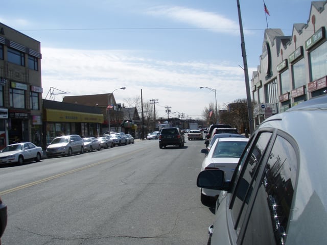Bergen County is home to all of the nation's top ten municipalities by percentage of Korean population, led by Palisades Park (above), a borough where Koreans comprise the majority (52%) of the population and retail signs in Hangul (한글) are ubiquitous.