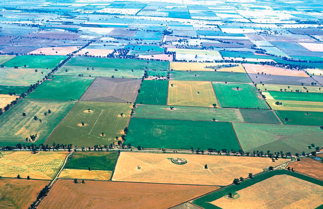 Aerial view of mixed crops near Coolamon
