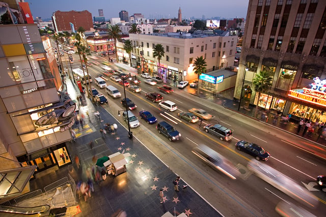 Hollywood Boulevard as seen from the Dolby Theatre, prior to 2006