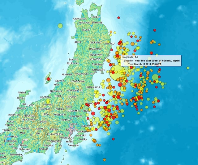 Tōhoku earthquake and aftershocks from 11 to 14 March
