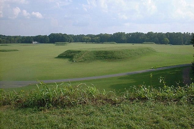 The Moundville Archaeological Site in Hale County. It was occupied by Native Americans of the Mississippian culture from 1000 to 1450 AD.