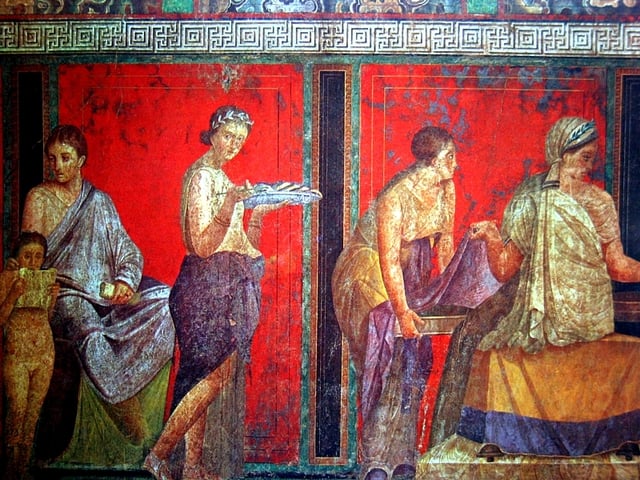 Women from the wall painting at the Villa of the Mysteries, Pompeii