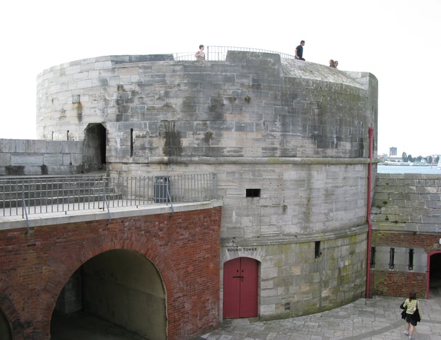 The Round Tower was built in 1418 to defend the entrance to Portsmouth Harbour.