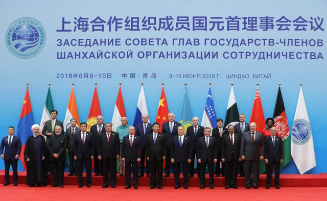 President Sooronbay Jeenbekov at the Shanghai Cooperation Organisation summit in China, June 2018