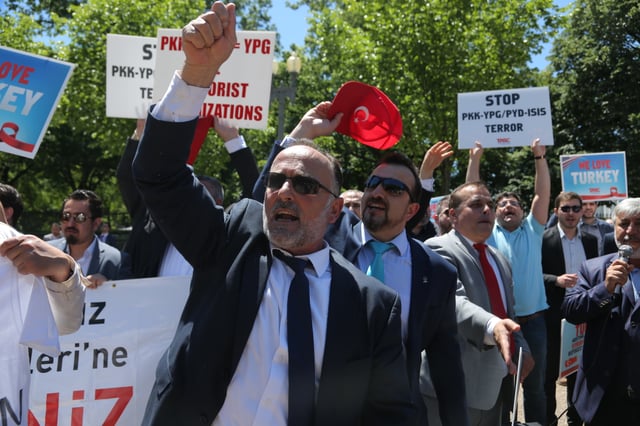 Erdoğan's supporters outside the White House in Washington, D.C., 16 May 2017