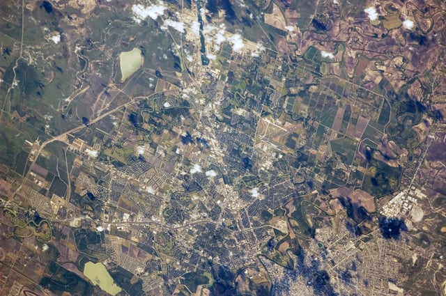 View from the International Space Station, with the photo centered on east Brownsville