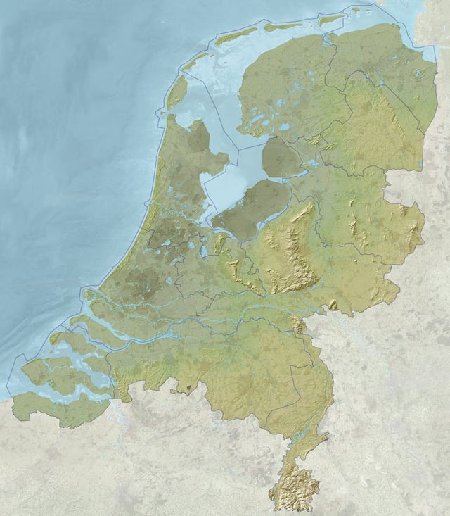 A relief map of the European Netherlands