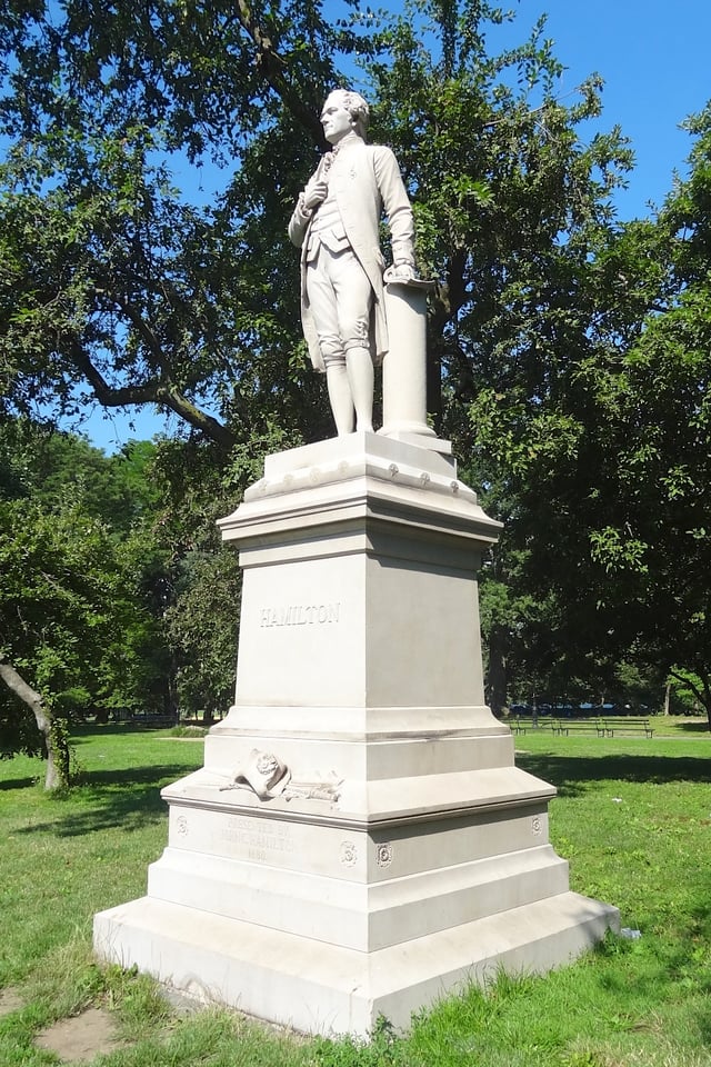 The Hamilton statue in Central Park