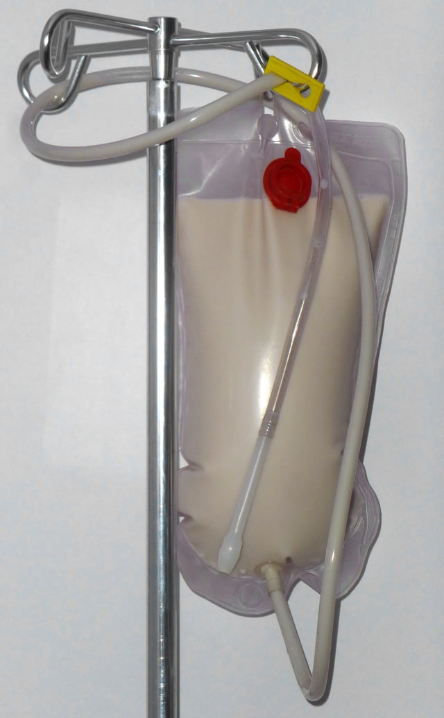 A barium enema in a disposable bag manufactured for that purpose