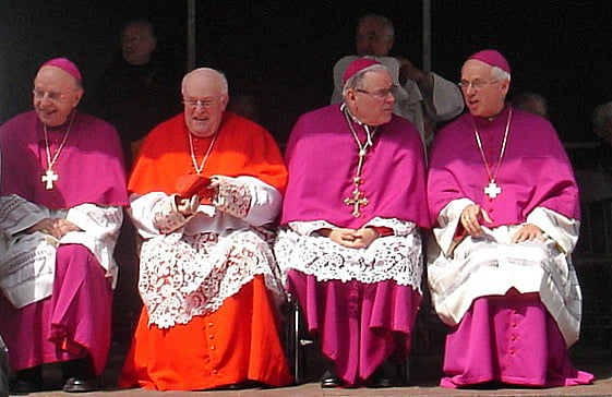Archbishop Karl-Josef Rauber, Cardinal Godfried Danneels, Bishop Roger Vangheluwe and Bishop Jozef De Kesel