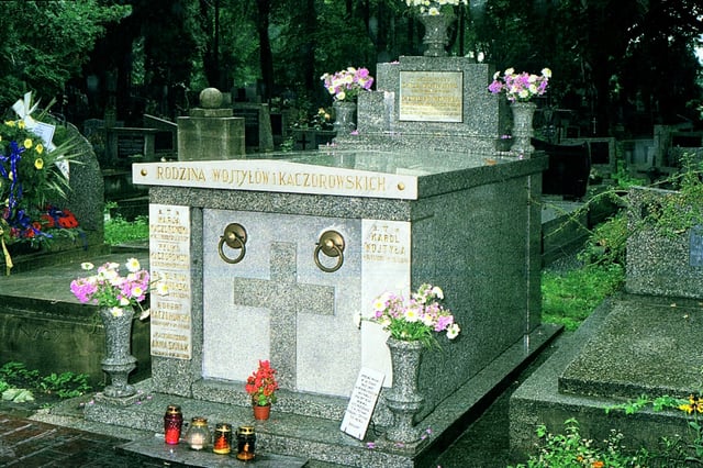 The tomb of the parents of John Paul II at Rakowicki Cemetery in Kraków, Poland