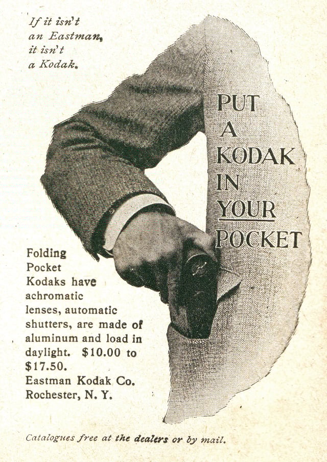 Advertisement for a folding "pocket" Kodak camera (August 1900)