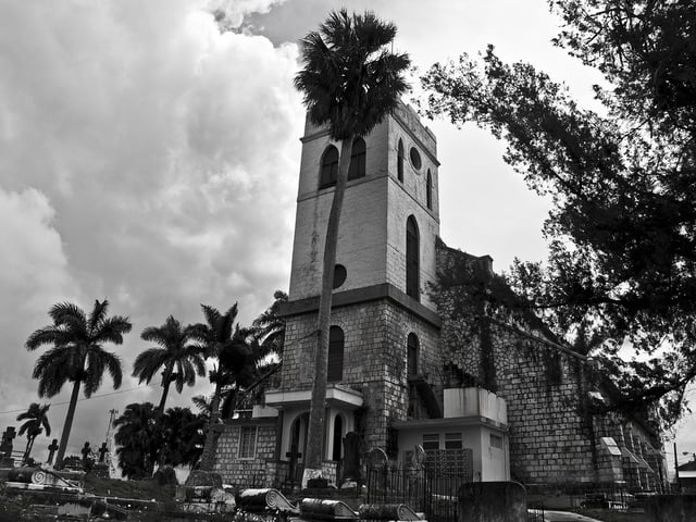 Mandeville Church (est. 1816), an Anglican church in Manchester Parish; Christianity is the largest religion in Jamaica