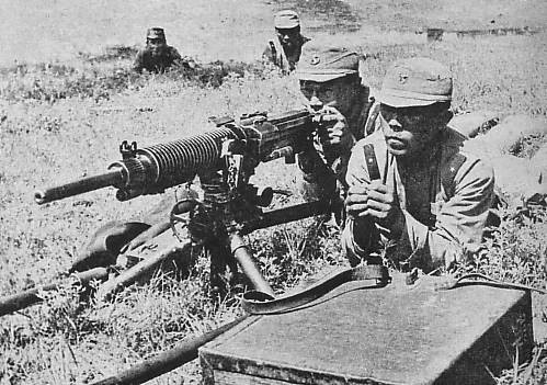 Manchurian soldiers training in a military exercise