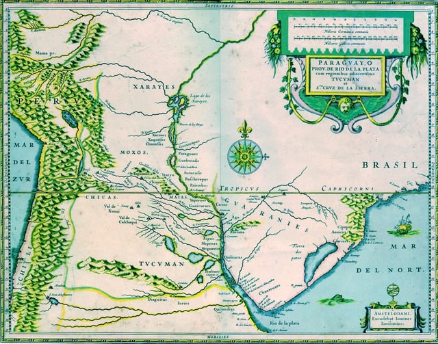 17th century map of the Río de la Plata basin