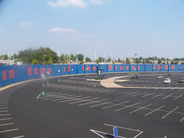 The site where Atlanta–Fulton County Stadium once stood is now a parking lot.