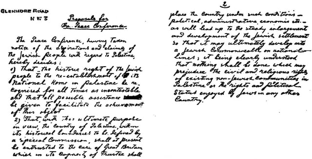 Ahad Ha’am's proposal to the Paris Peace Conference, 1919