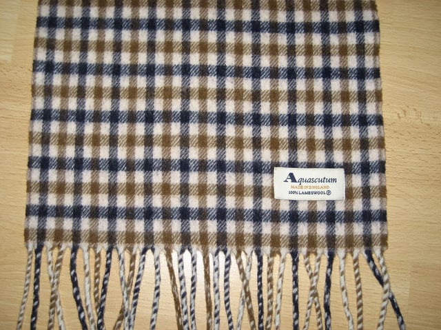 An Aquascutum scarf, showing the Club Check colours