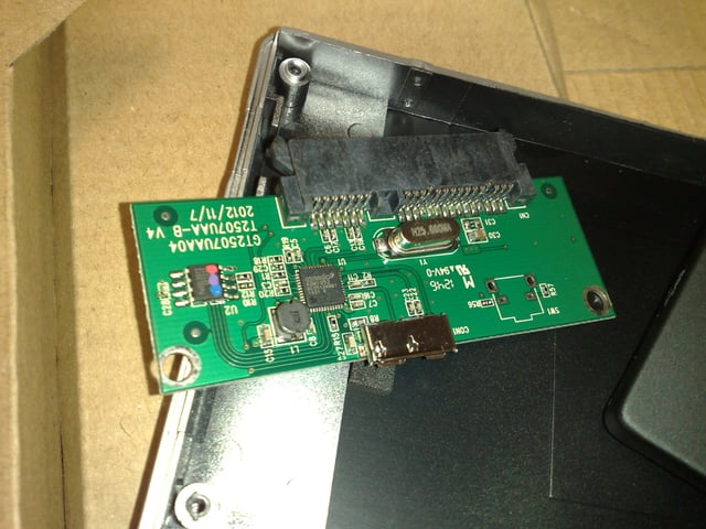 Circuit board from a USB 3.0 external 2.5-inch SATA HDD enclosure