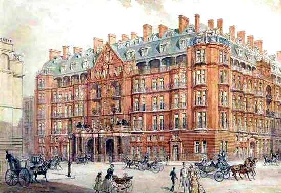Drawing of the current version of Claridge's was published in 1897, the year before the reopening.