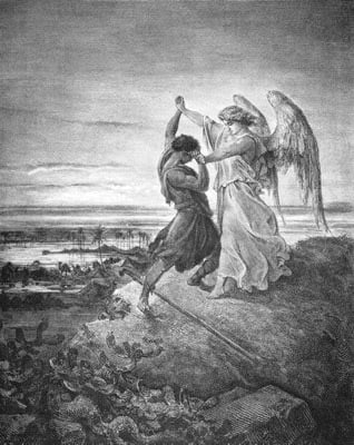 Jacob Wrestling with the Angel illustration by Gustave Doré (1855)