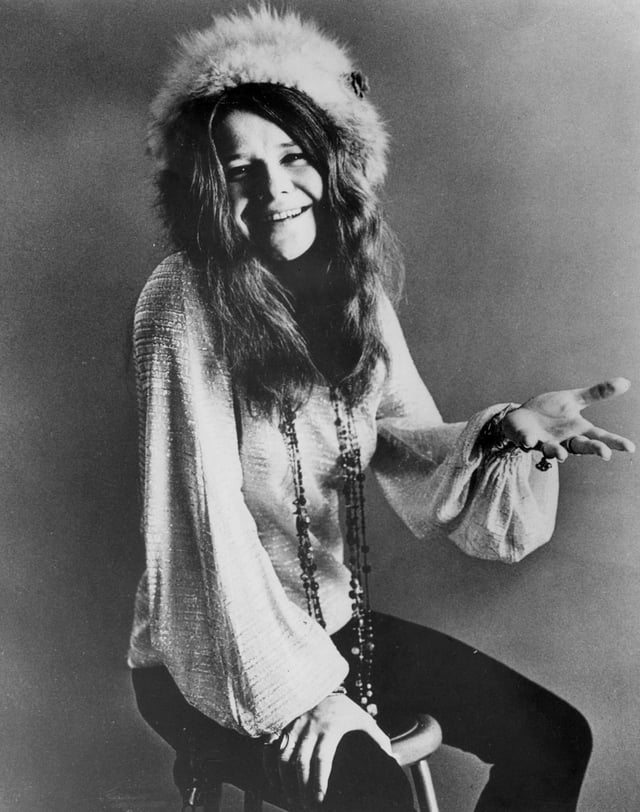 Joplin photographed by Jim Marshall in 1969, one year before her death