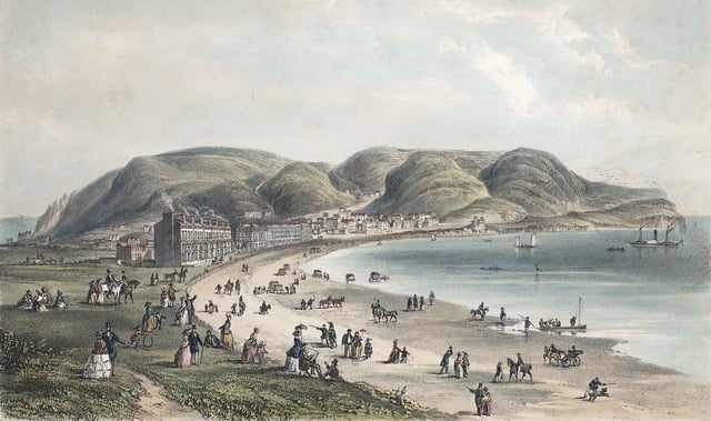 Llandudno, 1856. With the arrival of the railway network, seaside towns became popular destinations for Victorian holiday makers