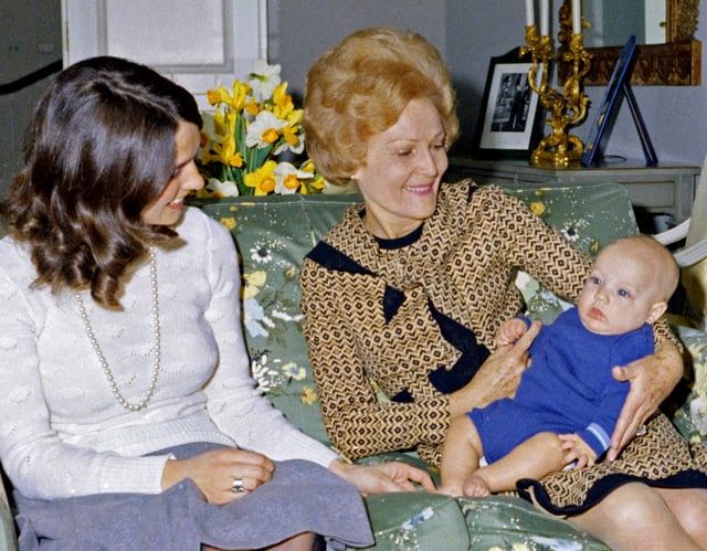 Three-month-old Justin Trudeau at Rideau Hall with his mother (left) and U.S. First Lady Pat Nixon, April 14, 1972