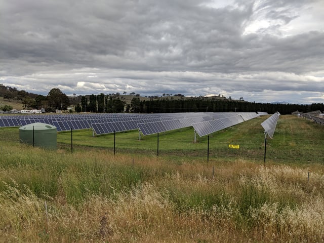 The Mount Majura Solar Farm has a rated output of 2.3 megawatts and was opened on 6 October 2016.