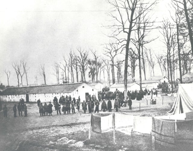 Confederate POWs at Camp Morton in 1864.