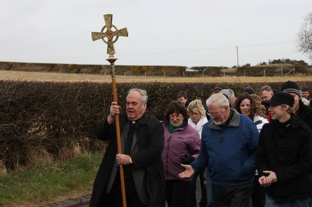 A St Patrick's Day religious procession in Downpatrick, where Saint Patrick is said to be buried
