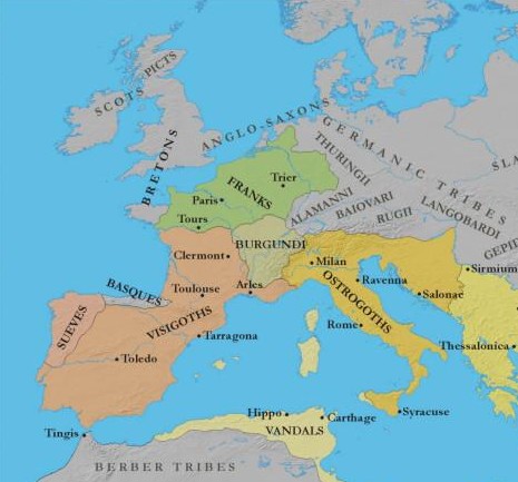 Germanic Kingdoms in Europe c. 500 AD