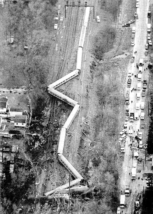 Aerial view of the 1987 Maryland train collision