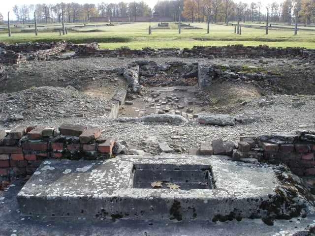 Ruins of Crematorium IV, Auschwitz II, blown up during the revolt