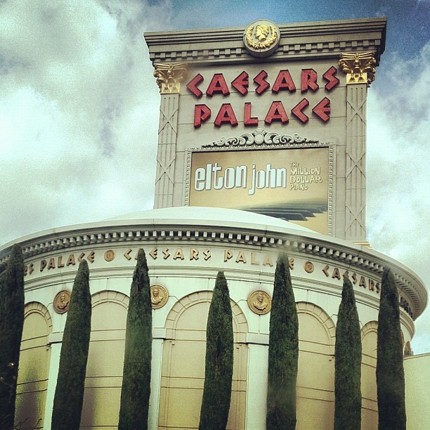 Elton John has had two residencies at Caesars Palace, Las Vegas. The first, The Red Piano, ran from 2004 to 2009, and the second, The Million Dollar Piano (sign pictured) ran from 2011 to 2017.