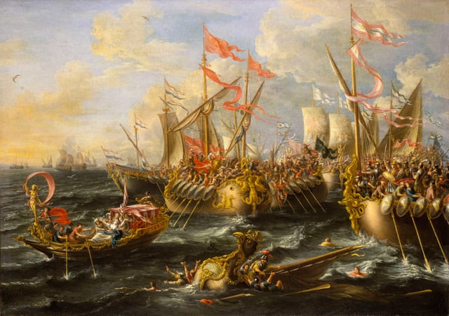 The Battle of Actium, by Laureys a Castro, painted 1672, National Maritime Museum, London