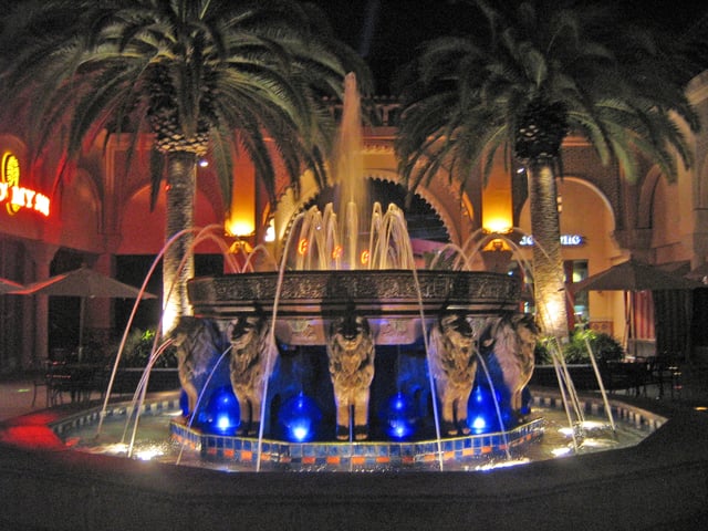 Fountain at Irvine Spectrum Center. The center and its surrounding areas constitute a significant part of Irvine's economy.