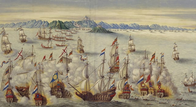 Sea battle off Goa between the Dutch and Portuguese fleets in 1638