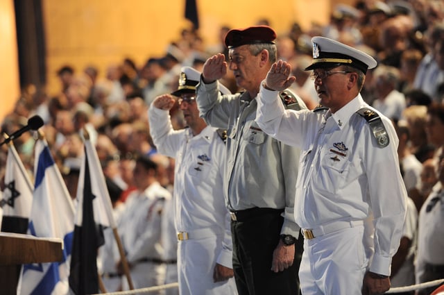 Israeli style salute at IDF ceremony for the newly appointed Commander in Chief of Israeli Navy, Brig. General Ram Rotenberg