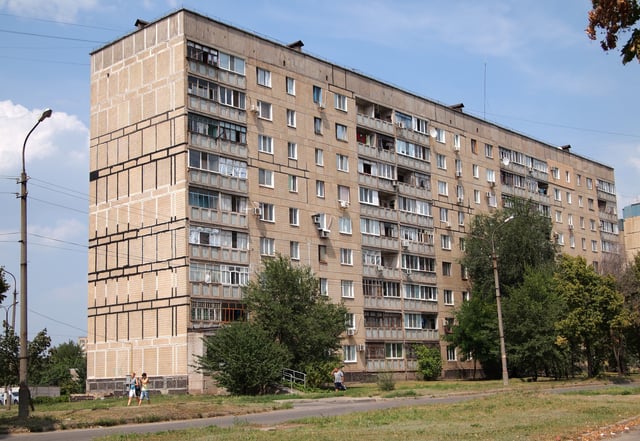 An example of a Khrushchyovka in Kryvyi Rih. Such apartments were built throughout Ukraine during Soviet times and are found in every major city.