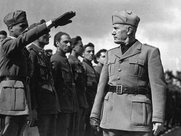 Benito Mussolini inspecting troops during the Italo-Ethiopian War, 1935
